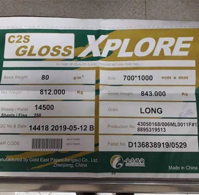 Schrijfpapier Hi-Kote C2S Kunstpapier Gloss/Matt Voor tijdschriftdrukwerk 700*1000mm